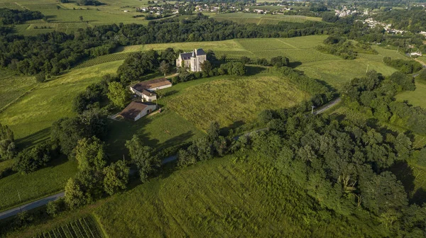 Vista Aérea Del Paisaje Campaña Campo Francés Rimons Gironde Francia — Foto de Stock