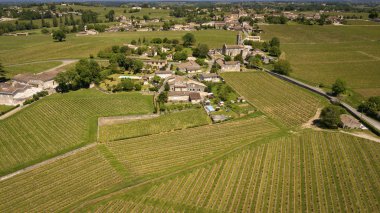 Hava manzaralı Montagne Saint-Emilion, Aquitaine, Fransa, Bordeaux Wineyard