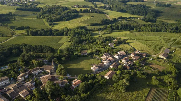 Vista Aérea Del Paisaje Campaña Campo Francés Rimons Gironde Francia — Foto de Stock