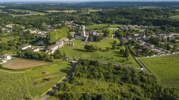 Vista Aérea Abbey Sauve Majeure Route Santiago Compostela Gironde França — Fotografia de Stock