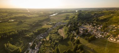 Hava manzaralı, Sainte Croix du Mont, Gironde, Yeni Aquitaine, Fransa