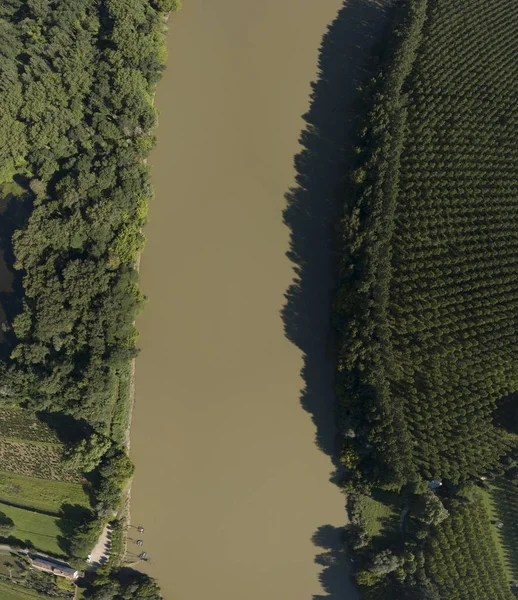 Vista Superior Del Río Garona Selva Tropical Gironda Francia — Foto de Stock