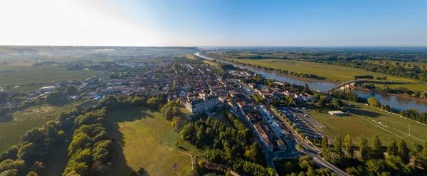 Havadan görünümü, Fransa, Rönesans Kalesi, Gironde, Cadillac dron, Aquitaine filme