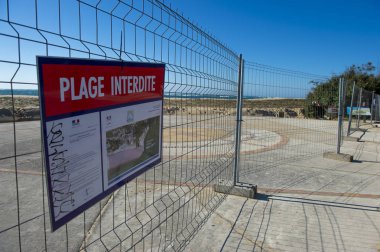 Havadan görünümü, erozyon kıyı şeridi, plajlar, Oceane Beach, Cap Ferret, Fransa yasaktır