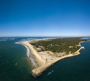 Havadan görünümü, erozyon Cap Ferret, Bay Arcachon, Kumul, Gironde, Aquitaine ucunda kıyı şeridi