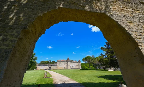 Vue aérienne de l'ancien château fort du Château de Cazeneuve, Prechac, région de Bordeaux, France — Photo