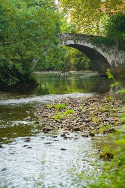 Geleneksel taş köprü, Saint Jean Pied de Port, Bask ülkesi, Fransa