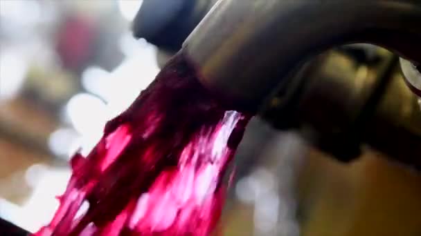 CELLARE DI LAVORO, VINIFICAZIONE E RASSEMBLEA DEL VINO ROSSO IN SERBATOI D'ACCIAIO, GIUCE D'UVA, VIGILIA BORDEAUX — Video Stock