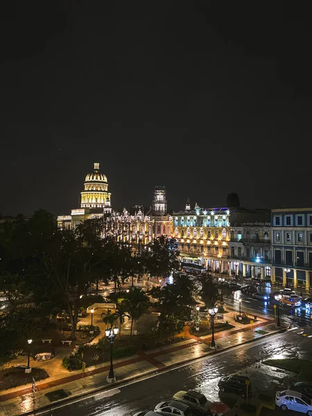 Hawana Kuba Luty 2020 Nocna Hawana Widok Pokoju Hotelu Park — Zdjęcie stockowe