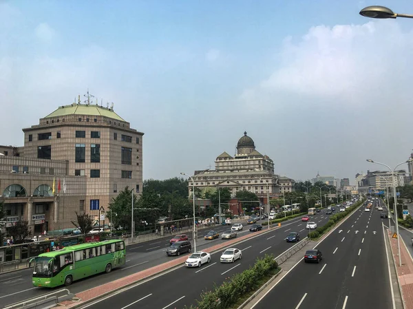 Pechino Cina Luglio 2020 Vista Dal Ponte Pedonale All Autostrada — Foto Stock