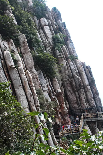 Monte Sunshan China Caminho Estreito Sobre Precipício Que Leva Mosteiro — Fotografia de Stock