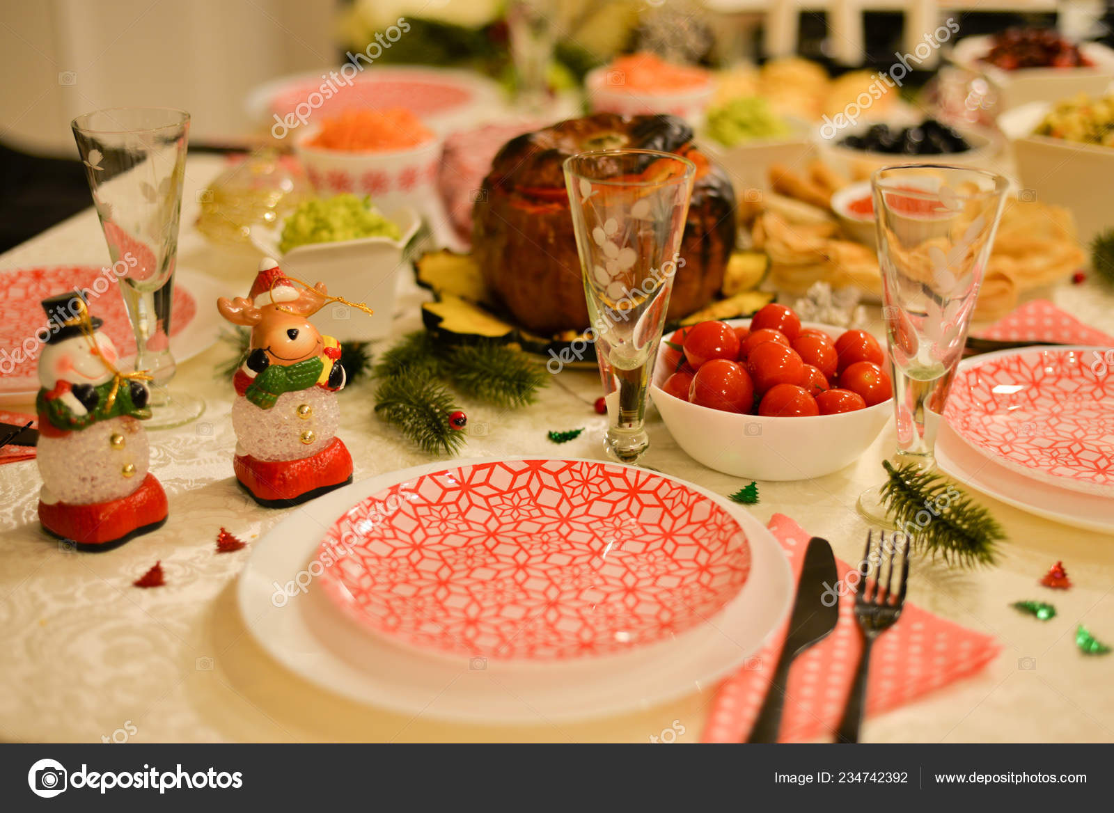 Food Table Traditional Russian Food New Years Eve Traditional