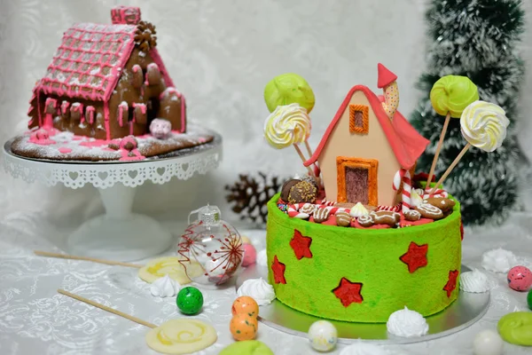 The sweet house of the fairy tale Hansel and Gretel cake by Grimm brothers in the fairy tale forest