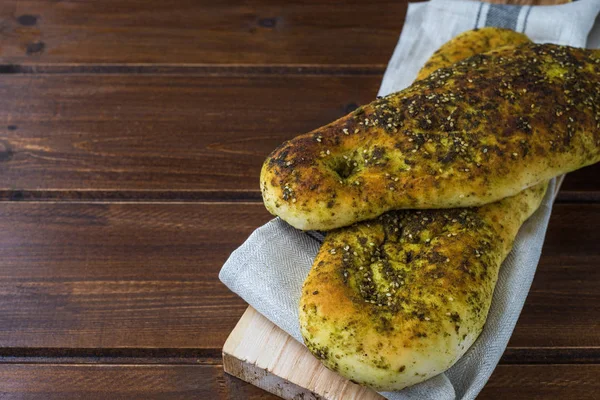 Atar Bread Lebanese Turkish Arabic Bread Made Sumac Sesame Seeds — Stock Photo, Image