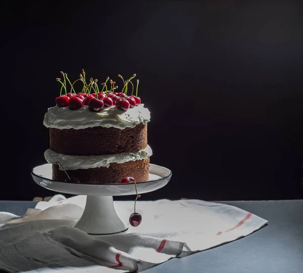 Шоколадный торт с различным спектром света — стоковое фото