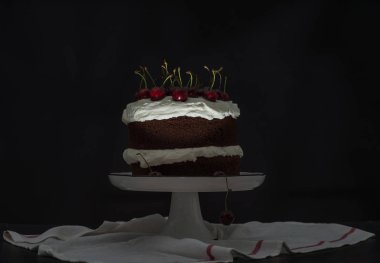 Farklı ışık spektrumlu çikolatalı kek 