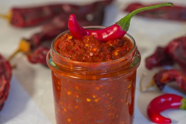 Geleneksel ev yapımı harissa sosu