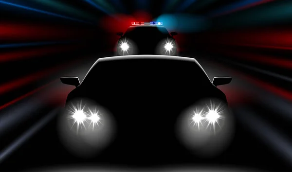 Realistiska Snabb Polisbil Jagar Bilen — Stock vektor