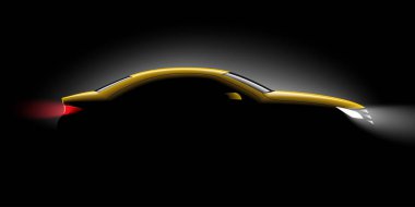 Gerçekçi araba yan görünüm karanlıkta