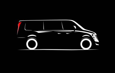 simple silhouette contour minibus clipart