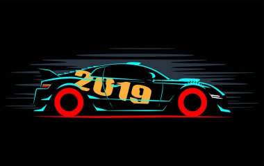 stilize siluet spor dtm araba coupe, vektör çizim