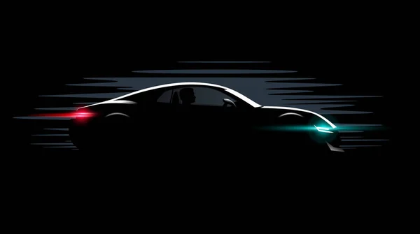 Deporte Realista Super Coche Coupé Vista Lateral Iluminación Oscuridad — Archivo Imágenes Vectoriales