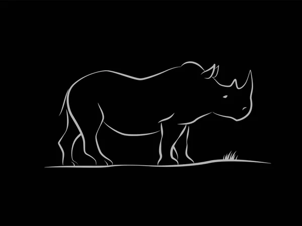 Silueta Simple Contorno Rinoceronte Animal — Archivo Imágenes Vectoriales