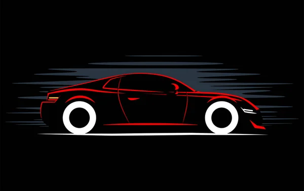 风格简单的绘画运动超级汽车轿厢侧面视图 — 图库矢量图片