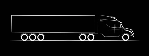 黑暗背景轮廓上卡车的简单图像 — 图库矢量图片
