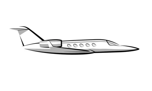Simple drawing Contour private jet airplane — Stock Vector