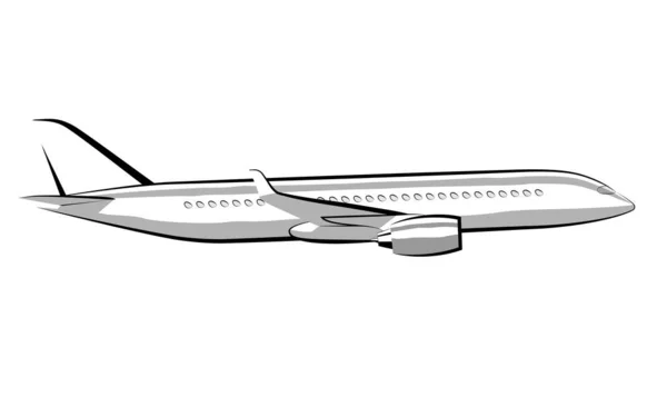 旅客機の簡単な図面 — ストックベクタ