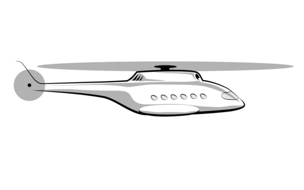 Dibujo simple de un helicóptero de transporte de negocios — Vector de stock