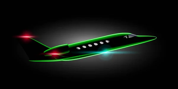 Rosso Realistico jet privato business class aereo nella notte Mosche — Vettoriale Stock