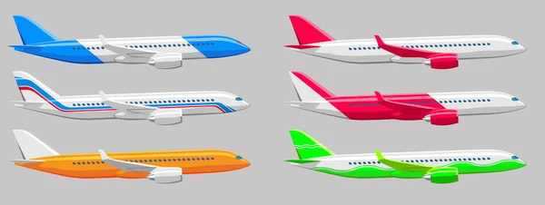 Conjunto de dibujo simple de un avión de pasajeros — Archivo Imágenes Vectoriales