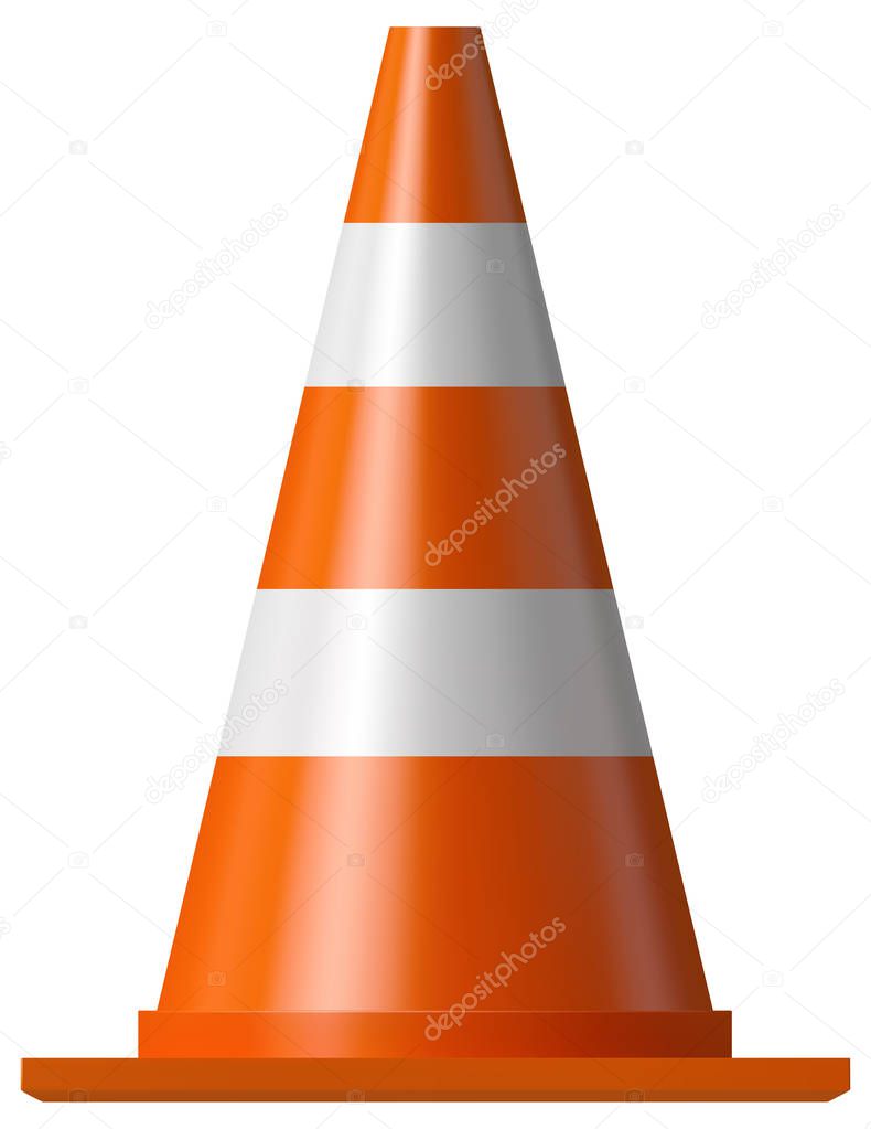 Traffic orange cone isolated