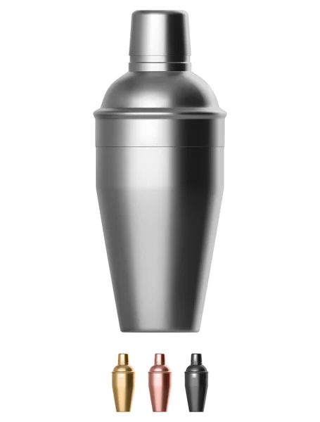 Metalen Cocktailshaker Geïsoleerd — Stockvector