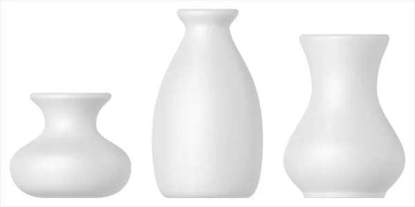 Set Vaso Ceramica Bianca Isolato Sfondo Bianco — Vettoriale Stock