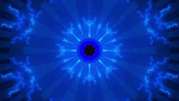 Blue Sun Hypnotic Relaxing Abstract Techno Mosaic Kaleidoscope Background Footage — Stock Video