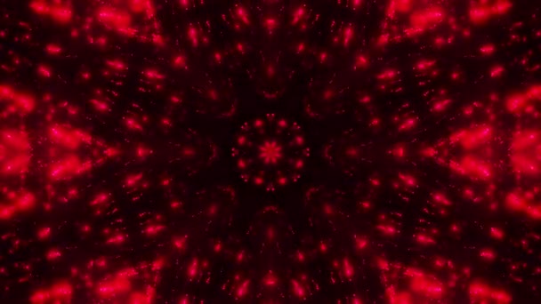 Гипнотическая Релаксация Красных Звезд Техно Мозаика Калейдоскоп Фон — стоковое видео
