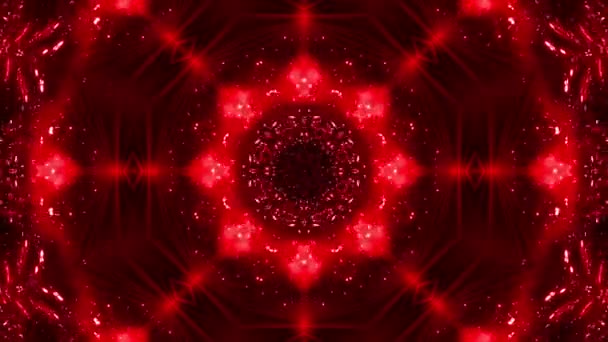Röd Stjärnor Animation Hypnotiska Avkopplande Abstrakt Techno Mosaik Kalejdoskop Bakgrund — Stockvideo