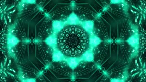 Aqua Stars Animation Hypnotic Relaxing Abstract Techno Mosaic Kaleidoscope Background — стоковое видео