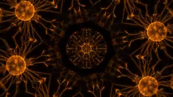 Gold Plasmaball Hypnotisch Entspannend Abstrakt Techno Mosaik Kaleidoskop Hintergrund Videomaterial — Stockvideo