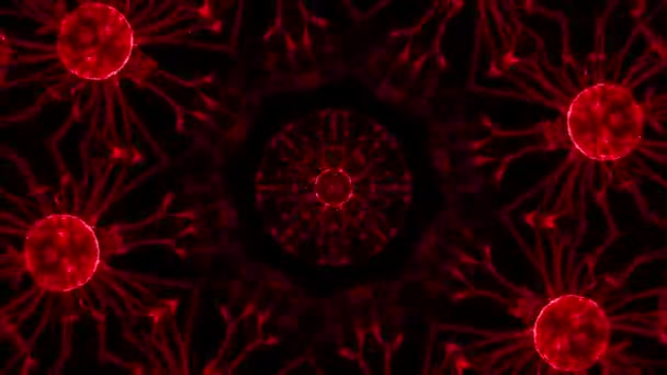 Rode Plasma Bal Hypnotic Ontspannen Abstracte Techno Mozaïek Caleidoscoop Achtergrond — Stockvideo