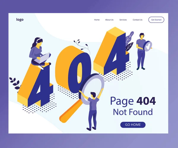 404 Landing Page Donde el diseño se ha demostrado que la gente ha venido en una página equivocada del sitio web Isométrico Concepto de obra de arte , — Vector de stock