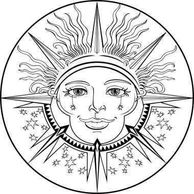decorative pattern with sun and stars clipart