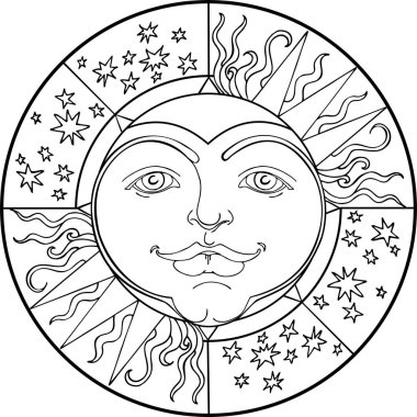 genç güneş ve yıldız ile dekoratif desen