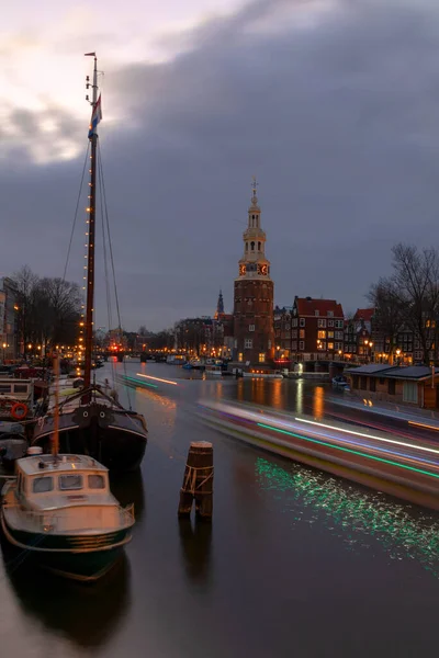 Amsterdam Holland January 2019 Image Canals City Amsterdam Late Evening — Stock Photo, Image