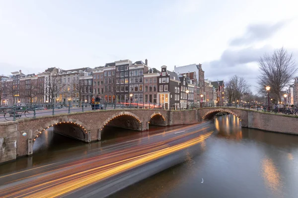 Amsterdam Holland Januari 2019 Detta Bilden Kanalerna Staden Amsterdam Sent — Stockfoto