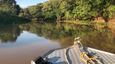 Tekne Brezilya 'nın Pantanal bölgesinde bir nehirde hareket ediyor. Kurak mevsimde başlangıç akşamında çekilen film..