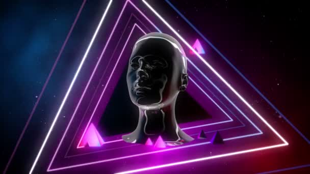 Portrait Abstrait Fille Style Futuriste Des Années Motion Graphics — Video